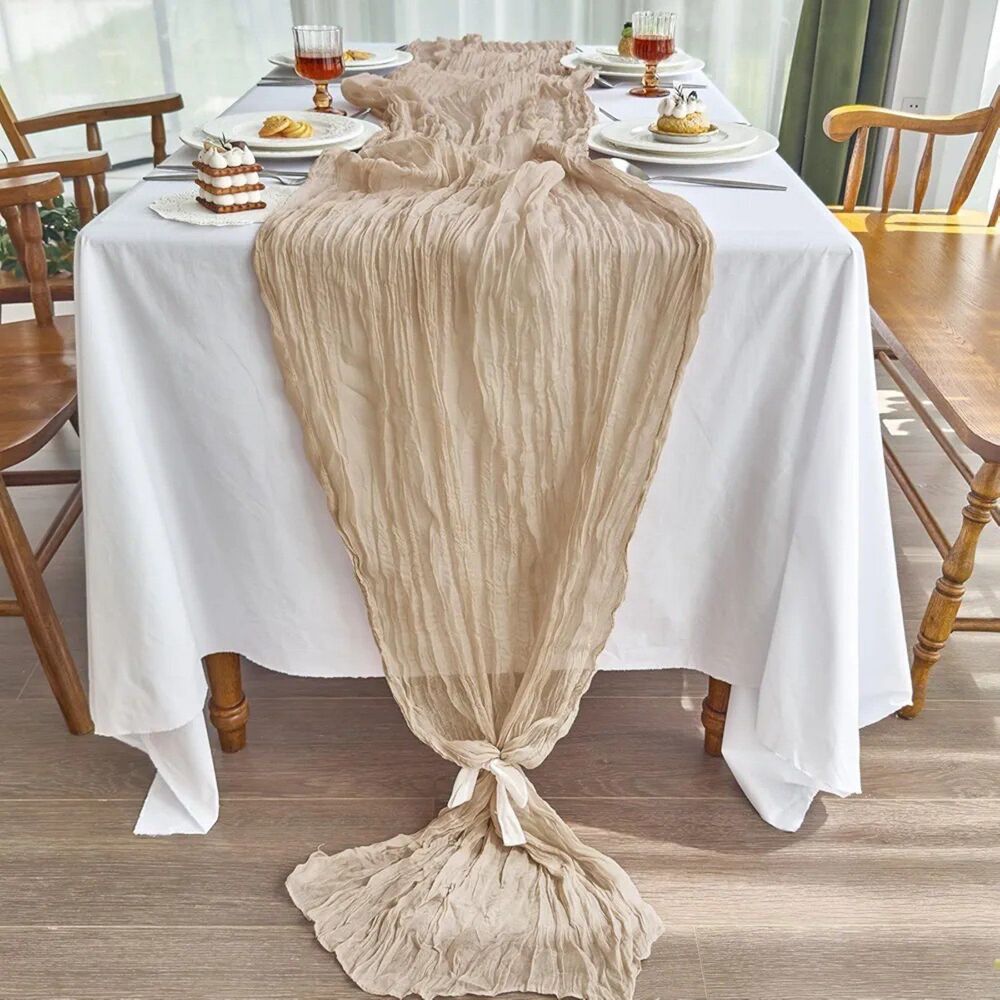 Sandy Beige Gauze Table Runner NEW